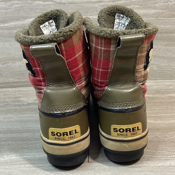 Sorel Tivoli Plaid Waterproof Short Duck Boots Womens Size 9 - Picture 5 of 12